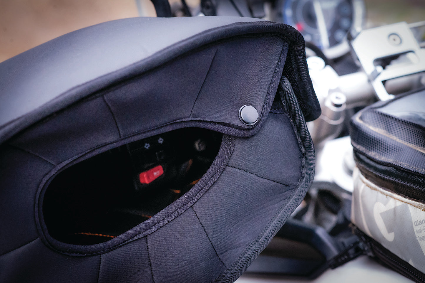 Alcan CF — Clear Front version of our Max coverage, ADV/touring motorcycle hand covers